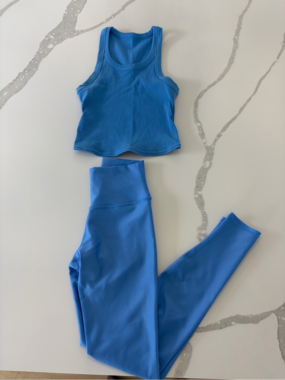 ALO Yoga Crystal Blue Tank and Leggings Set XS